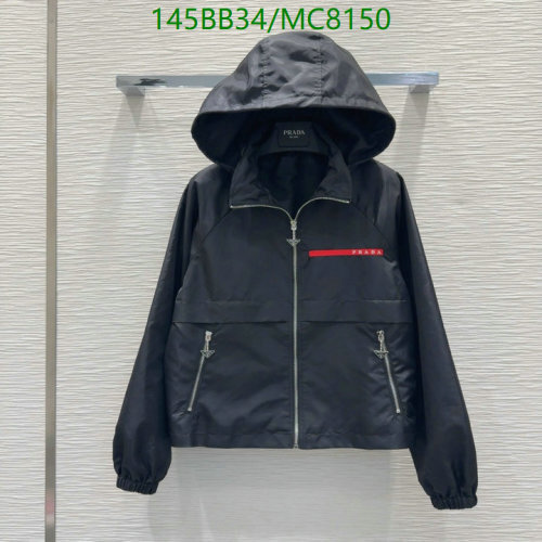 Prada Black Polyester Hooded Jacket, MC8150, Women's Size S-M-L