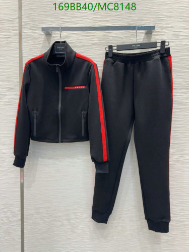 Prada Black Cotton Tracksuit with Red Stripes - Sizes S, M, L