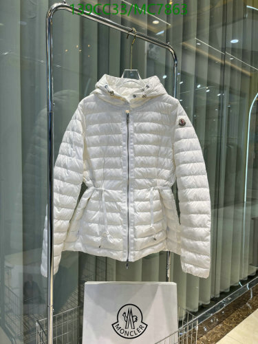 Moncler Women's White Down Padded Jacket with Hood, Size 1-4