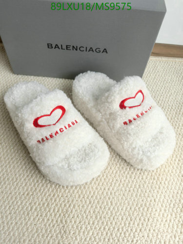 Balenciaga Women's White Wool Heart Logo Slippers - Cozy & Stylish