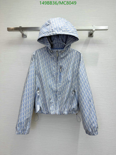 Dior Oblique Printed Cropped Hooded Jacket Cotton Blue For Women