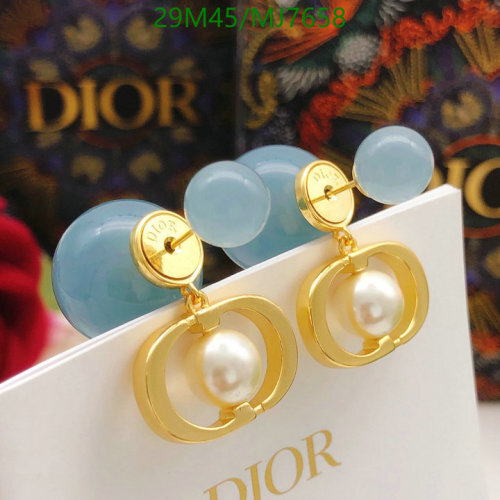 Dior Tribales Earrings Gold Finish White Resin Pearls and Blue Beads