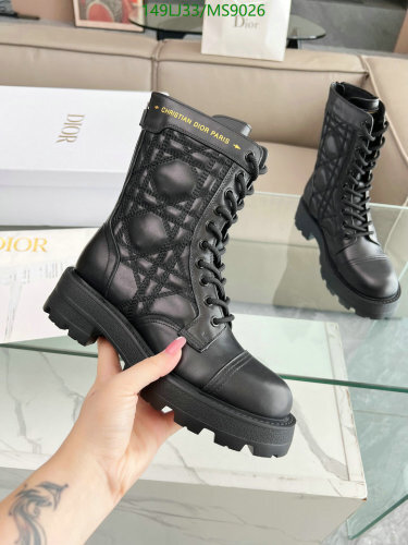 Christian Dior Black Leather Quilted Lace-Up Boots, Women Shoes Size EU35-41