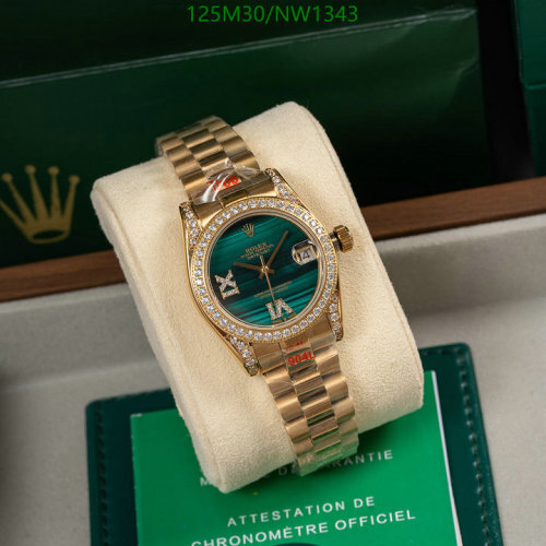 Rolex Women's Datejust 31 Yellow Gold Diamond Bezel Green Malachite Dial Watch