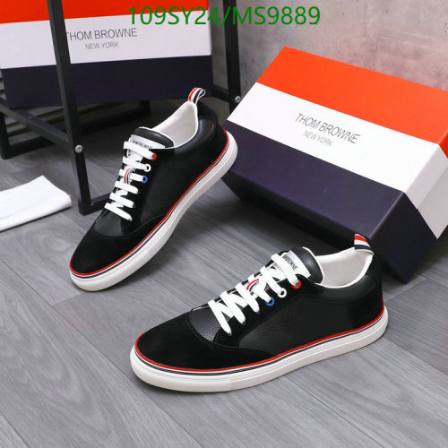 Thom Browne Men's Black Cowhide Leather Low-Top Sneakers - EU38-45