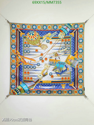 Louis Vuitton Silk Square Scarf 90x90cm - Stylish Accessory, Travel Theme