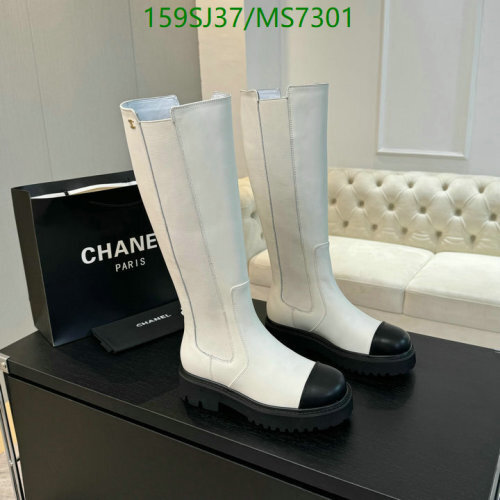 Chanel Women's Two-Tone Leather Knee-High Boots - White & Black, Size EU35-41