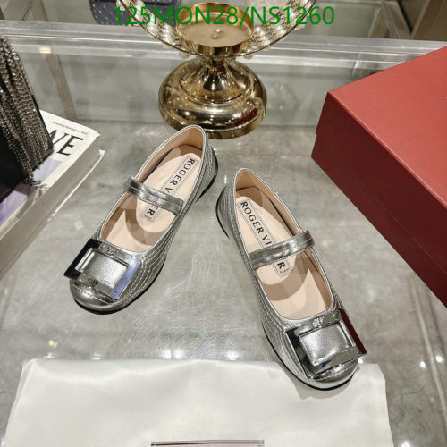 Roger Vivier Women's Silver Leather Ballet Flats with Iconic Buckle