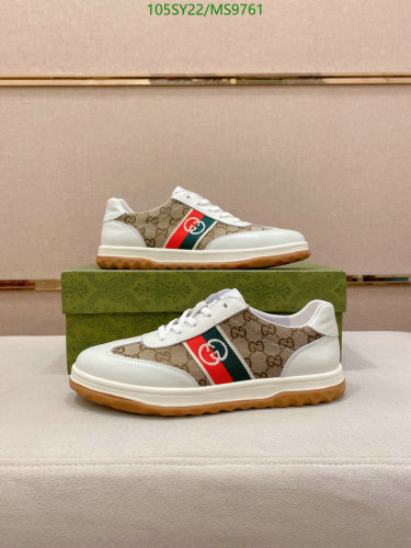 Gucci Men's Beige/Ebony GG Supreme Leather Trimmed Low-Top Sneakers - EU38-45