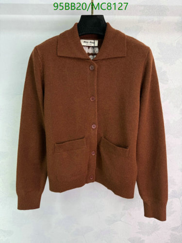 Miu Miu Wool Cardigan Featuring a Classic Collar and Button-Down Closure