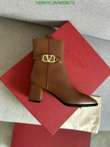 Valentino Garavani Women's Tan Leather Ankle Boots with Block Heel