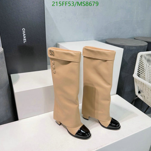 Chanel Women's Boots Sheepskin Cowhide Genuine Leather Heel Height 8.5cm