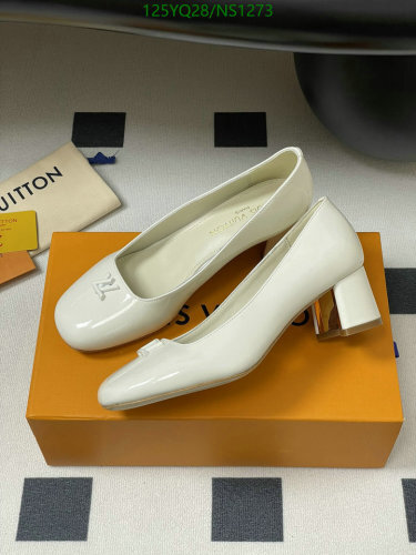 Louis Vuitton Women's White Leather Block Heel Pumps NS1273