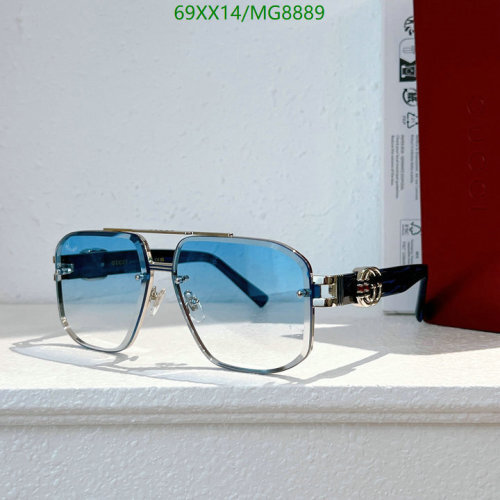 Gucci MG8889 Aviator Sunglasses with Blue Gradient Lenses - Size 63-13-140