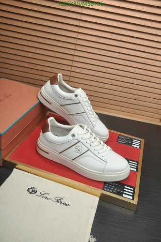 Loro Piana Men's White Leather Sneakers - Casual Lace-Up Shoes