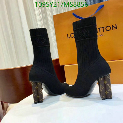Louis Vuitton Women's Black Knit Ankle Boots with Signature Block Heel 6 Louis Vuitton Women's Black Knit Ankle Boots with Signature Block Heel