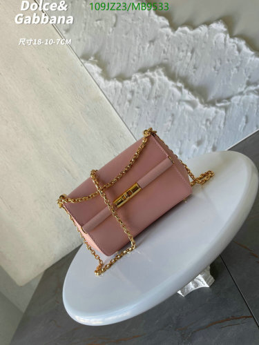 Dolce & Gabbana Genuine Leather Crossbody Bag with Chain Strap - 18x10x7cm