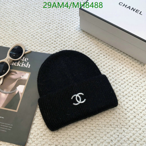 Chanel MH8488 Black Knitted Beanie Hat with Iconic CC Logo - Warm & Stylish