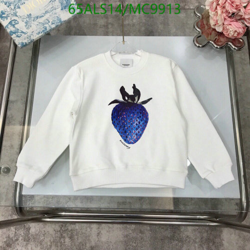 Burberry Kids White Cotton Sweatshirt with Blue Strawberry Graphic