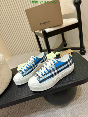 Burberry Women's Cotton Plaid Sneakers - Blue, Black and White, EU35-45