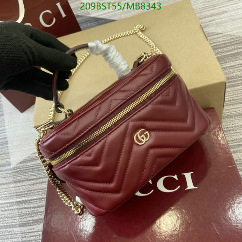 Gucci Marmont Vanity Case Bag Genuine Leather Burgundy 19 cm