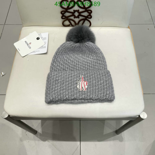 Moncler Grey Wool Beanie Hat with Pom Pom | Stylish Winter Headwear