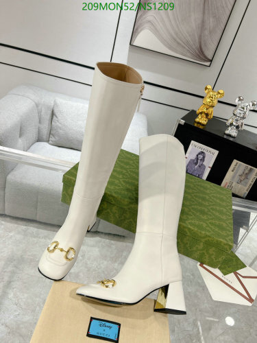 Elegant White Leather Knee-High Boots with Gold-Tone Hardware and Block Heel