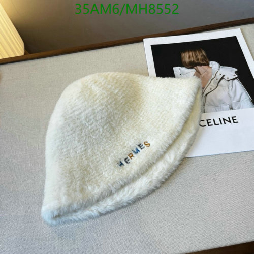 Hermès Women's White Fluffy Hat MH8552 Comfortable and Stylish