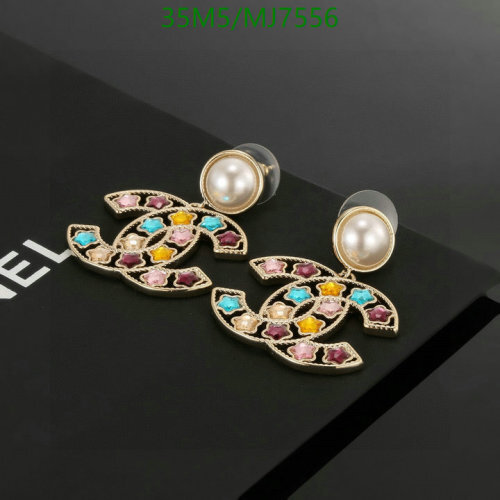 Elegant Chanell Jewelry Double C Pearl Drop Earrings - MJ7556