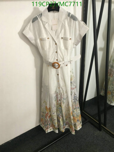 Zimmermann Floral Print Midi Dress White Linen Blend Belted Shirt Dress