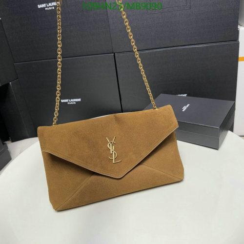 Yves Saint Laurent Suede Shoulder Bag With Golden Chain - 30 x 18 x 4cm