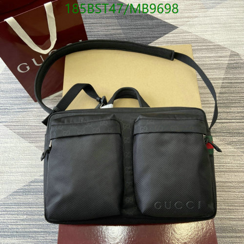 Gucci Men's Black GG Embossed Nylon Messenger Bag, 37cm Width
