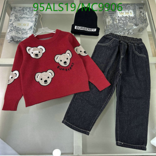 Burberry Kids Red Bear Print Sweater with Jeans and Hat Outfit