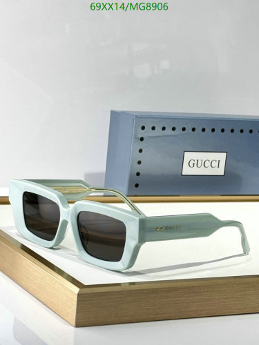 Gucci MG8906 Square Frame Sunglasses, Light Blue, 54-18-145, For Women