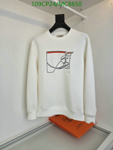 Hermès White Cotton Sweatshirt with Horse Graphic, Sizes M-3XL