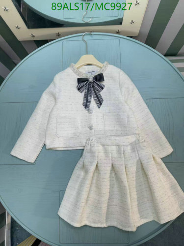Chanel Kids' White Tweed Skirt Set with Bow Detail, Sizes 120-170