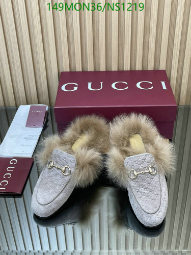 Gucci Women's Princetown Fur-Lined Leather Slippers Mules Size EU35-EU42