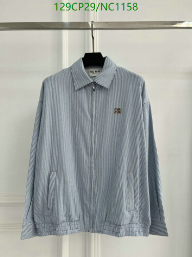 Miu Miu Striped Denim Jacket, Long Sleeve Zip-Up, Women's Outerwear