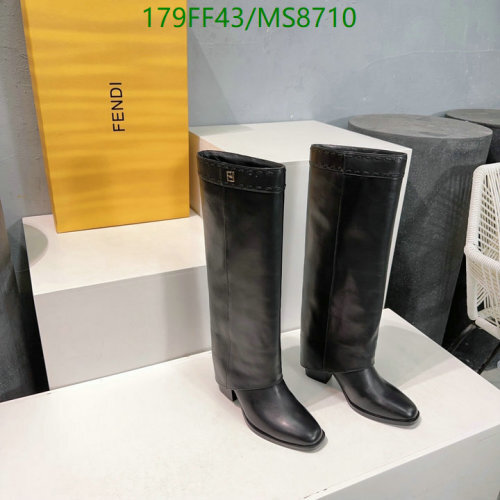 Fendi Women's Black Leather Knee-High Boots,7cm Heel, EU Size 35-40