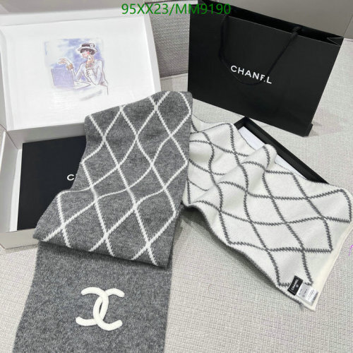 Chanel Diamond Pattern Wool-Cashmere-Silk Blend Scarf, 180 x 30 cm