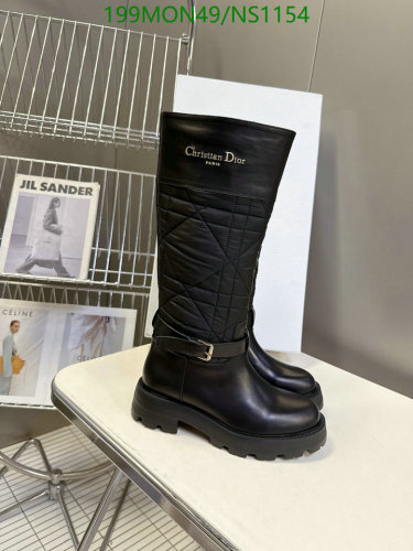 Christian Dior Black Cowhide Leather Knee-High Boots-Women Shoes Size EU35-40