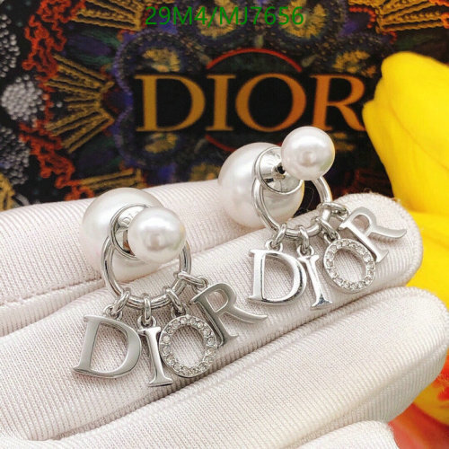 Elegant Dior Tribales Earrings with White Pearls and Silver-Tone Finish