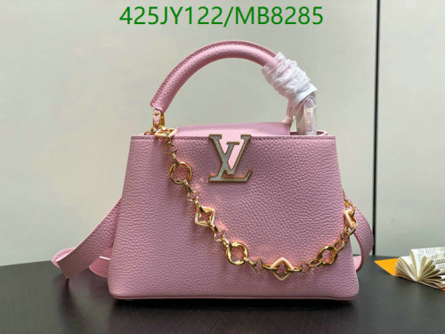 Louis Vuitton Pink Leather Top Handle Bag with Chain Accent - Model 14970
