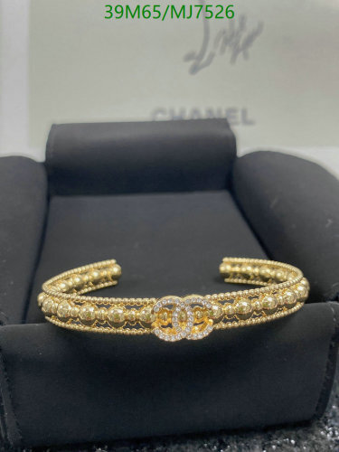 Chanel Gold-tone Metal Cuff Bracelet with CC Logo and Pearl Detailing