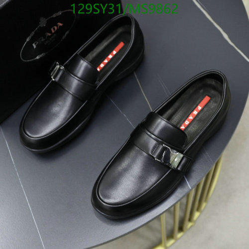 Prada Men's Black Leather Loafers with Buckle Detail - EU Size 38-45