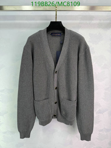 Louis Vuitton Men's Gray Cotton Cardigan - Ribbed Knit, V-neck, Long Sleeve