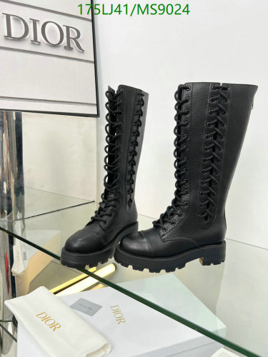 Dior Black Cowhide Lace-Up Knee-High Boots for Women - EU35-EU41