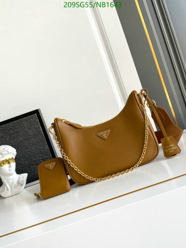 Prada 1BH204 Hobo Bag in Caramel Cowhide Leather with Gold-Tone Hardware