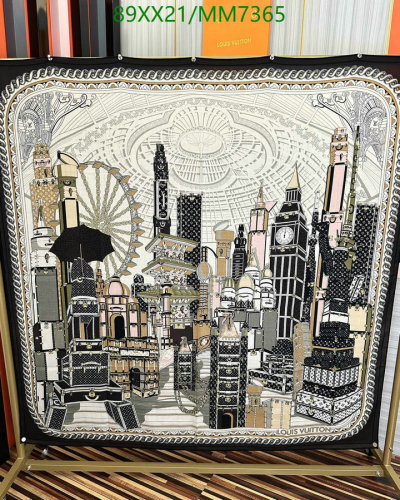 Louis Vuitton Silk Cashmere Shawl: Iconic Landmarks, 140x140cm, Timeless Elegance