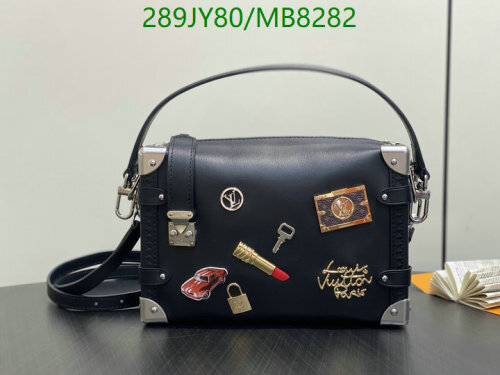 Louis Vuitton Petite Malle Black Leather Top Handle Bag 23.5 cm